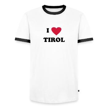 I love Tirol - Männer Kontrast-T-Shirt - Weiß/Schwarz - Vorne - AI Model Female 172 light (172cm) & AI Model Male 178 dark (178cm)