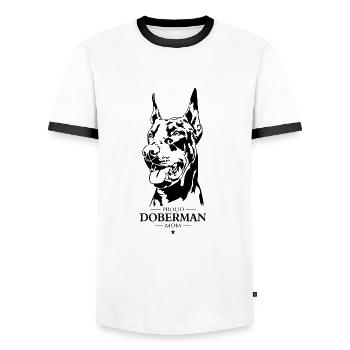 Doberman Mom Dog Dog Doberman Wilsigns - Men's Ringer Shirt - white/black - Front - AI Model Female 172 light (172cm) & AI Model Male 178 dark (178cm)