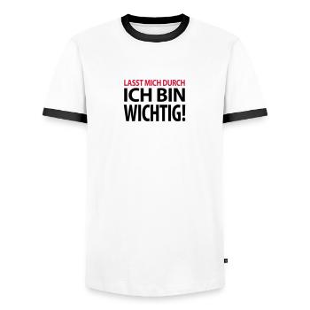 Lasst mich durch ich bin wichtig Chef Boss Kapitän - Männer Kontrast-T-Shirt - Weiß/Schwarz - Vorne - AI Model Female 172 light (172cm) & AI Model Male 178 dark (178cm)