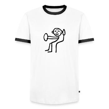 Strichmännchen Auto fahren - Männer Kontrast-T-Shirt - Weiß/Schwarz - Vorne - AI Model Female 172 light (172cm) & AI Model Male 178 dark (178cm)
