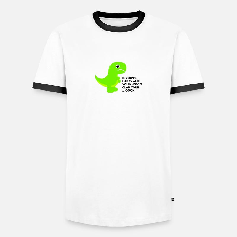T-Rex clap your hands - Männer Kontrast-T-Shirt - Weiß/Schwarz