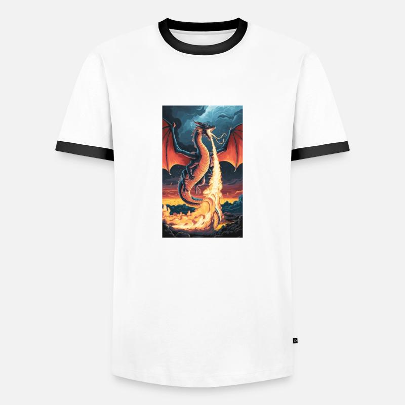 FEUERSPEIENDER DRACHE - Männer Kontrast-T-Shirt - Weiß/Schwarz