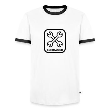 Mechanic Mechanik Mécanique Mécanicien Garage - Men's Ringer Shirt - white/black - Front - AI Model Female 172 light (172cm) & AI Model Male 178 dark (178cm)