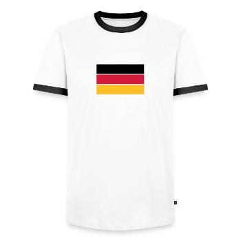 deutschland_50 - Männer Kontrast-T-Shirt - Weiß/Schwarz - Vorne - AI Model Female 172 light (172cm) & AI Model Male 178 dark (178cm)