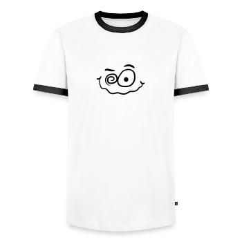 Sourire drôle fou fou - T-shirt contrasté Homme - blanc/noir - Devant - AI Model Female 172 light (172cm) & AI Model Male 178 dark (178cm)