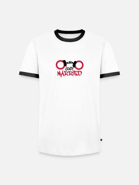 Just married handcuffed prisoner funny - Men's Ringer Shirt - white/black