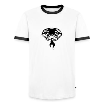 stammes schlange zunge viper 1202 - T-shirt contrasté Homme - blanc/noir - Devant - AI Model Female 172 light (172cm) & AI Model Male 178 dark (178cm)