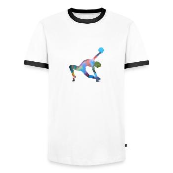 Gymnaste, yoga, sports, exercices, danse, gymnastique - T-shirt contrasté Homme - blanc/noir - Devant - AI Model Female 172 light (172cm) & AI Model Male 178 dark (178cm)