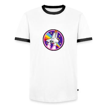 rocket - Men's Ringer Shirt - white/black - Front - AI Model Female 172 light (172cm) & AI Model Male 178 dark (178cm)