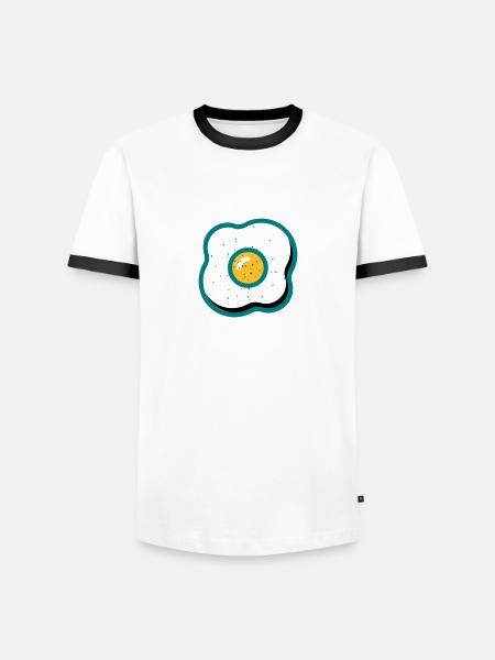 fried egg - Men's Ringer Shirt - white/black