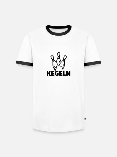 Kegeln - Männer Kontrast-T-Shirt - Weiß/Schwarz