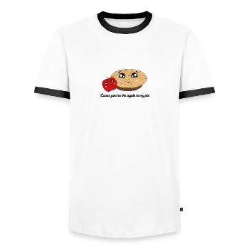 apple to my pie - Men's Ringer Shirt - white/black - Front - AI Model Female 172 light (172cm) & AI Model Male 178 dark (178cm)