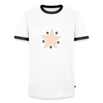 Star Pink Green - Men's Ringer Shirt - white/black - Front - AI Model Female 172 light (172cm) & AI Model Male 178 dark (178cm)