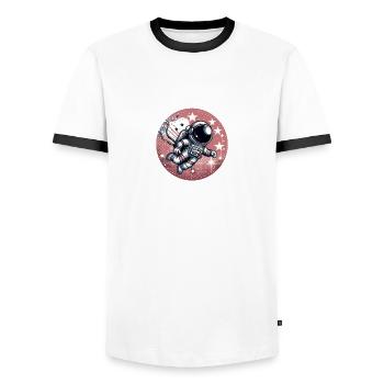 Exploring the Space - Männer Kontrast-T-Shirt - Weiß/Schwarz - Vorne - AI Model Female 172 light (172cm) & AI Model Male 178 dark (178cm)
