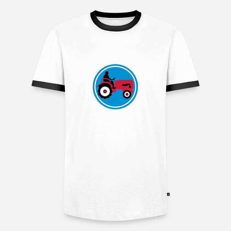 bauer_mit_traktor_032013_a_3c - Men's Ringer Shirt - white/black
