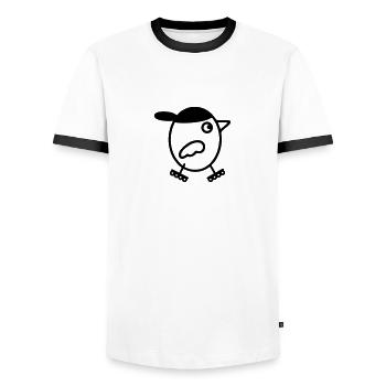 Inliner - Inline skaten - Männer Kontrast-T-Shirt - Weiß/Schwarz - Vorne - AI Model Female 172 light (172cm) & AI Model Male 178 dark (178cm)