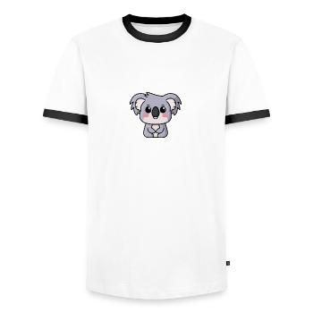 Kawaii Koala! Look what a sweetheart - Men's Ringer Shirt - white/black - Front - AI Model Female 172 light (172cm) & AI Model Male 178 dark (178cm)