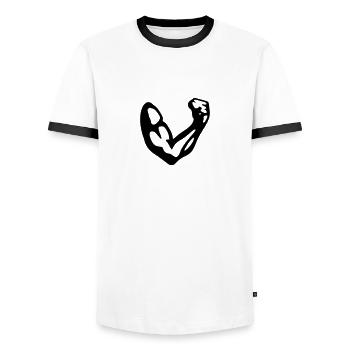 Bizeps Vektor - Men's Ringer Shirt - white/black - Front - AI Model Female 172 light (172cm) & AI Model Male 178 dark (178cm)