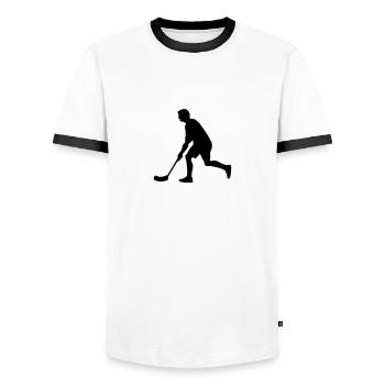 Floorball - Männer Kontrast-T-Shirt - Weiß/Schwarz - Vorne - AI Model Female 172 light (172cm) & AI Model Male 178 dark (178cm)