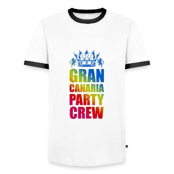 Dicton de l’équipage de la fête de Gran Canaria - T-shirt contrasté Homme - blanc/noir - Devant - AI Model Female 172 light (172cm) & AI Model Male 178 dark (178cm)