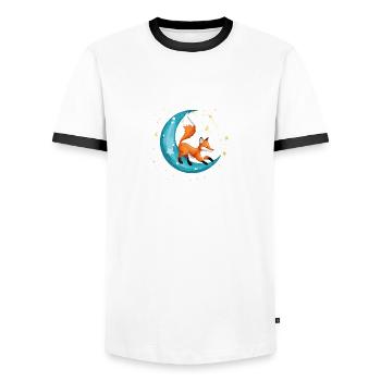 Luna fox - Men's Ringer Shirt - white/black - Front - AI Model Female 172 light (172cm) & AI Model Male 178 dark (178cm)