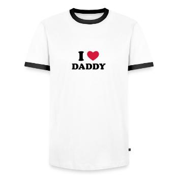 I Love Daddy - Men's Ringer Shirt - white/black - Front - AI Model Female 172 light (172cm) & AI Model Male 178 dark (178cm)