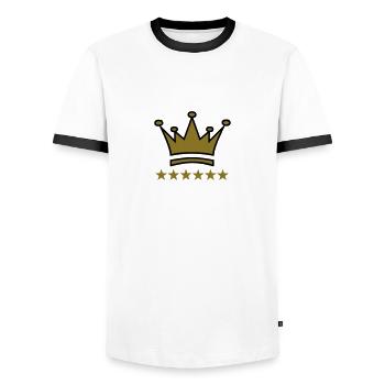 Crown - Men's Ringer Shirt - white/black - Front - AI Model Female 172 light (172cm) & AI Model Male 178 dark (178cm)