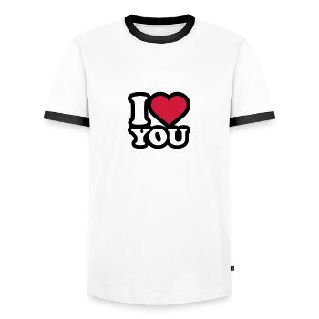 I love you - T-shirt contrasté Homme - blanc/noir - Devant - AI Model Female 172 light (172cm) & AI Model Male 178 dark (178cm)