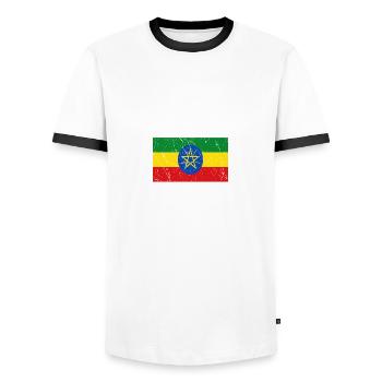 Halb Äthiopier ist besser als keiner Nationalflagg - Männer Kontrast-T-Shirt - Weiß/Schwarz - Vorne - AI Model Female 172 light (172cm) & AI Model Male 178 dark (178cm)