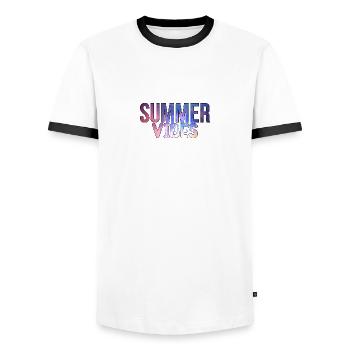 summer - Männer Kontrast-T-Shirt - Weiß/Schwarz - Vorne - AI Model Female 172 light (172cm) & AI Model Male 178 dark (178cm)