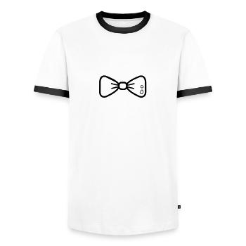 bow tie - Men's Ringer Shirt - white/black - Front - AI Model Female 172 light (172cm) & AI Model Male 178 dark (178cm)