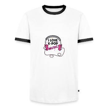 K-Pop-Musik Kpop süchtig Gift - Männer Kontrast-T-Shirt - Weiß/Schwarz - Vorne - AI Model Female 172 light (172cm) & AI Model Male 178 dark (178cm)