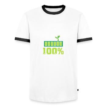 100% Performance des plantes Cadeau végétalien environnemental - T-shirt contrasté Homme - blanc/noir - Devant - AI Model Female 172 light (172cm) & AI Model Male 178 dark (178cm)