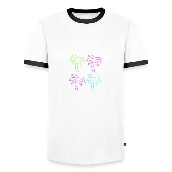 Mehrfarbige Palmen Innenarchitekt Geschenk - Männer Kontrast-T-Shirt - Weiß/Schwarz - Vorne - AI Model Female 172 light (172cm) & AI Model Male 178 dark (178cm)