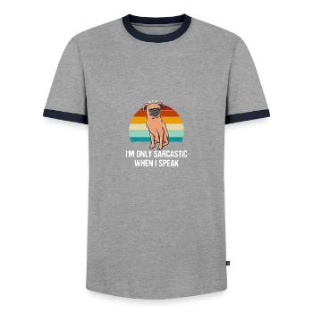 Je suis juste sarcastique quand je fais du sarcasme drôle - T-shirt contrasté Homme - gris/marine  - Devant - AI Model Female 172 light (172cm) & AI Model Male 178 light (178cm)