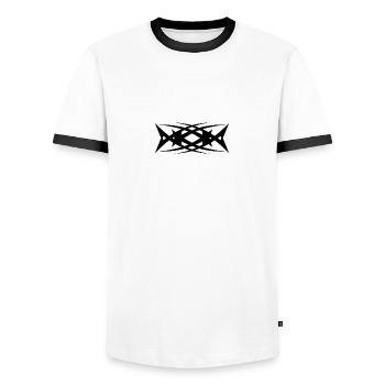 A3 - Männer Kontrast-T-Shirt - Weiß/Schwarz - Vorne - AI Model Female 172 light (172cm) & AI Model Male 178 dark (178cm)