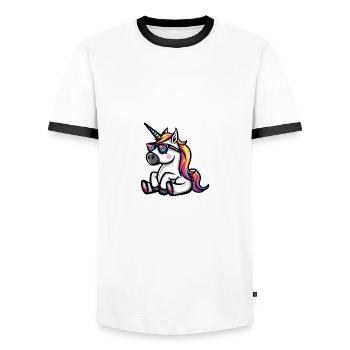 Einhorn Cool Tier - Männer Kontrast-T-Shirt - Weiß/Schwarz - Vorne - AI Model Female 172 light (172cm) & AI Model Male 178 dark (178cm)