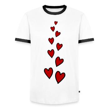 Symbole de l’amour des cœurs - T-shirt contrasté Homme - blanc/noir - Devant - AI Model Female 172 light (172cm) & AI Model Male 178 dark (178cm)