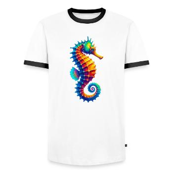 Seahorse - Men's Ringer Shirt - white/black - Front - AI Model Female 172 light (172cm) & AI Model Male 178 dark (178cm)