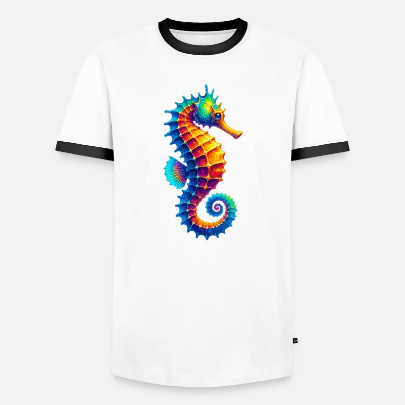 Seepferdchen - Männer Kontrast-T-Shirt - Weiß/Schwarz