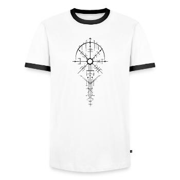 Nordisch Runenamulett Design - Männer Kontrast-T-Shirt - Weiß/Schwarz - Vorne - AI Model Female 172 light (172cm) & AI Model Male 178 dark (178cm)