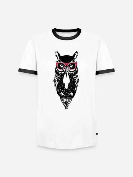 owl owl_glasses_2 - Men's Ringer Shirt - white/black