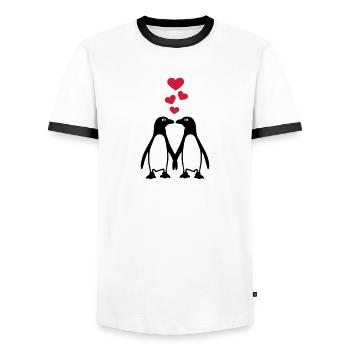 Manchot - T-shirt contrasté Homme - blanc/noir - Devant - AI Model Female 172 light (172cm) & AI Model Male 178 dark (178cm)