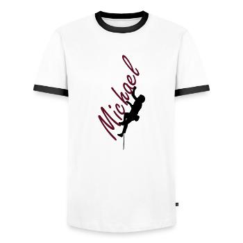 Klettern - Michael - Männer Kontrast-T-Shirt - Weiß/Schwarz - Vorne - AI Model Female 172 light (172cm) & AI Model Male 178 dark (178cm)
