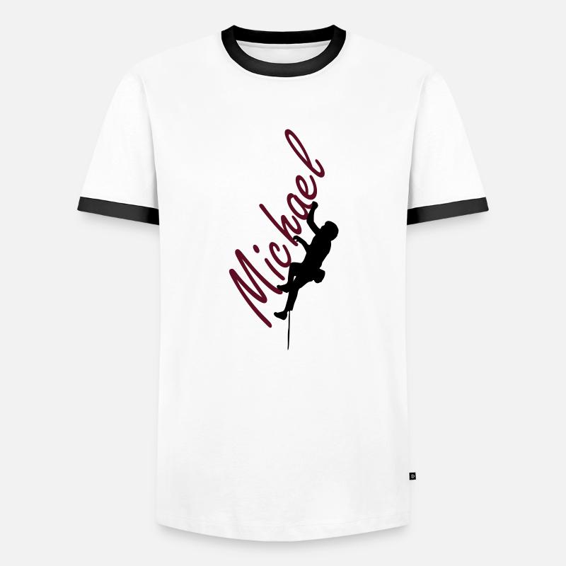 Klettern - Michael - Männer Kontrast-T-Shirt - Weiß/Schwarz