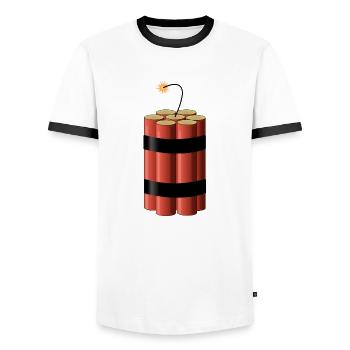 Dynamit - Männer Kontrast-T-Shirt - Weiß/Schwarz - Vorne - AI Model Female 172 light (172cm) & AI Model Male 178 dark (178cm)