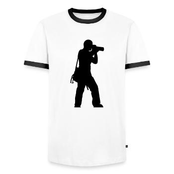 photographer - T-shirt contrasté Homme - blanc/noir - Devant - AI Model Female 172 light (172cm) & AI Model Male 178 dark (178cm)
