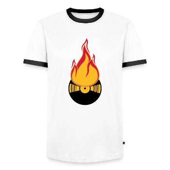 dj party celebrate club disco music dance vinyl plat - Men's Ringer Shirt - white/black - Front - AI Model Female 172 light (172cm) & AI Model Male 178 dark (178cm)