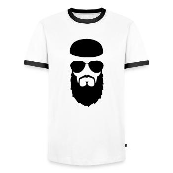 barbu kufi - T-shirt contrasté Homme - blanc/noir - Devant - AI Model Female 172 light (172cm) & AI Model Male 178 dark (178cm)