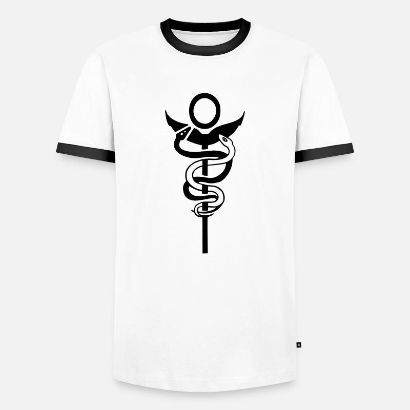Caduceus physio physiotherapist - Männer Kontrast-T-Shirt - Weiß/Schwarz